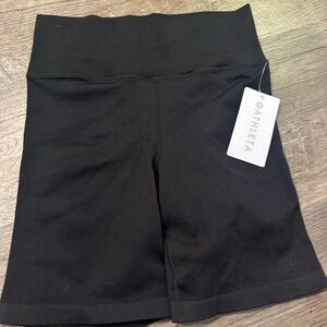Athleta Black High-Rise Ribbed Athletic Bike Shorts